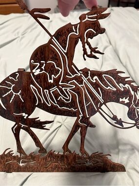 Rust Brown Cowboy Metal Wall Art - Rustic Home Accent